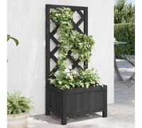 Gecheer Traliccio Fioriera da Esterno in Legno per Piante Rampicanti con Grigliato, Spalliera Separè, Nera 40x30x90cm