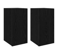 Gecheer Unità TV con lo scaffale Altro con archiviazione con porta 2 pcs Rovere nero Legno multistratoScaffale per TV