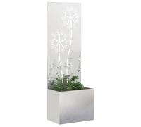 Gecheer Vaso da Giardino con Pannello Decorativo Argento 50 x 140 cmFioriera Bianca Moderna