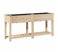 Gecheer Vaso da giardino con scaffale, fioriera rettangolare in legno di abete solido, 161 x 43 x 76.5 cm, idrorepellente, ripiano per conservazione, per giardini vivaci e terrazze tranquille