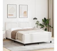 GecheerLetto a Molle con Materasso Bianco 140x190 cm in Pelle Sintetica