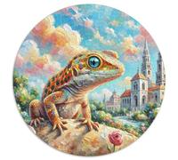 Gecko 1000 Teile Schwieriges Großes Stressabbau-Spielzeug Animali Rundes Puzzle Für Erwachsene Und Kinder Pädagogisches Beste Geschenk 1000pcs (67.5x67.5cm)