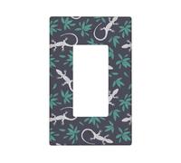 Gecko Lizard Leaves Green Wall Plate Covers, 1 Gang Wall Plate Standard Size 11,2 x 6,9 cm, Copertura decorativa per interruttore della luce, in policarbonato termoplastico