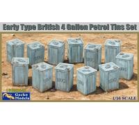 GECKO MODELS EARLY TYPE BRITISH 4 GALLONS PETROL TINS SET 16GM0040 SCALA 1:16