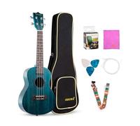 GECKO - Ukulele da concerto da 58 cm, in mogano, professionale, per principianti, adulti e bambini, kit con custodia da concerto, tracolla, plettri in nylon, panno e manuale di istruzioni (lingua