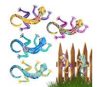 Gecko Wall Art, decorazione lucertola | Gecko Wall Art Outdoor | 4 pezzi Sculture da giardino che strisciano decorazioni per la casa colorate per interno e cortile