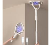 GeckoMan - Confezione da 2 scacciamosche elettrico con testa girevole, ricaricabile, per insetti e ragni, con 2 estensioni telescopiche