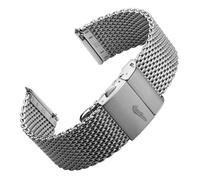 Geckota Cinturino da orologio WatchGecko Merriott a maglia, argento, 20 mm