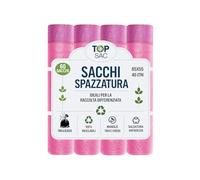 GECO Green ECOmmerce - 60 Sacchetti Spazzatura 40 Litri - 55x65 cm con Maniglie Tira e Chiudi | Buste Pattumiera per Raccolta Differenziata - Anti Goccia, Ultra Resistenti, Colore Rosa