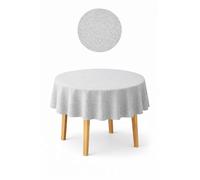 GECO Green ECOmmerce Tovaglia Rotonda Impermeabile Ø 160 cm, Antimacchia Lavabile, Plastificata Effetto Tessuto, Retro Felpato Antiscivolo, Ideale per uso Interno ed Esterno (Ø 160 Grigio)