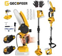 GECOFEER 6 pollici 2-in-1 cordless telescopico palo motosega elettrica ramo alto sega da giardino potatura utensili elettrici per batteria Makita With 2 Battery