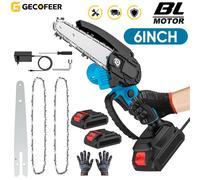 GECOFEER Sega a catena senza spazzole da 6 pollici Mini motosega da potatura portatile Lavorazione del legno Sega elettrica Utensile da taglio per batteria Makita Standard version 1Battery