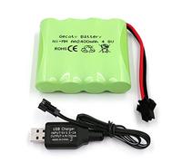 Gecoty Batteria da 4,8 V, pacco batteria nimh da 2400 mAh, batteria ricaricabile RC con cavo di ricarica, spina SM 2P per camion RC 1:18, 1:16, 1:14, auto telecomandata, camion RC 4x4