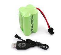 Gecoty® Batteria NI-MH da 4,8 V, batteria AA ricaricabile da 2400 mAh (non AAA) con spina SM, adatta per giocattoli telecomandati, utensili elettrici, elettrodomestici, con cavo di ricarica USB