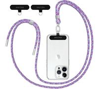Gectre Cinturino per cellulare universale, adatto per tutti gli smartphone, con 2 toppe universali, adatto per tutte le custodie standard (Lila Rainbow)