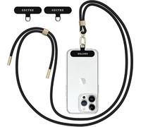 Gectre Collana per cellulare universale, adatta per tutti gli smartphone, con 2 patch universali, cinturino per cellulare adatto per tutte le custodie standard (nero e oro)