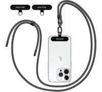 Gectre Collana per cellulare universale, adatta per tutti gli smartphone, con 2 patch universali, cinturino per cellulare adatto per tutte le custodie standard (grigio scuro)