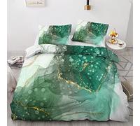 GEDAEUBA Copripiumino Singolo Marmo - Set di Biancheria da Letto Verde Smeraldo, Copri Piumino 150x200 e Federa 50x80, Set Copripiumini e Federe in Microfibra Morbido con Cerniera