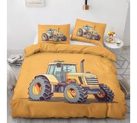 GEDAEUBA Copripiumino Singolo Trattore, Copri Piumino 150x200 e Federa 50x80, Set di Biancheria da Letto Bambini in Microfibra Morbido, con Cerniera