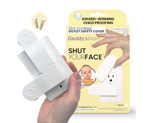 Geddy's Mom: Shut Your Face - Copertura di sicurezza per presa a chiusura automatica per presa duplex a 1 vite, a prova di bambino e bambino, copertura per presa a muro