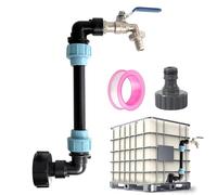 GEDEGOOK IBC Serbatoio a collo di cigno 3/4", rubinetto di arresto S60 x 6, adattatore IBC per il comodo riempimento dell'annaffiatoio, accessorio per serbatoio dell'acqua piovana da 1000 l, barile