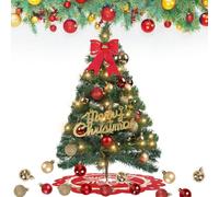 GEDEGOOK Mini Albero di Natale Artificiale Piccolo, 60 cm Albero di Natale Piccolo con Luci, con 29 Pezzi Palla di Natale, con Adatto per Natale e Capodanno Decorazioni da Tavolo DIY