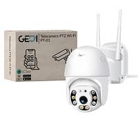 GeDi - Telecamera Wi-Fi PTZ Dome 1080p 4 LED IR e 4 LED Array Per Videosorveglianza di Sicurezza Esterna Con APP ICSee Rilevamento Movimento Allarme PT-01 Con Slot Memoria SD