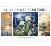 Gedichte von Theodor Storm (Wandkalender 2026 DIN A3 quer), CALVENDO Monatskalender: Aquarellbilder setzen die Gedichte in Szene