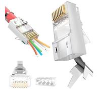 GEDIZ 30 connettori passanti RJ45 Cat8 Cat7 e Cat6A 8P8C 50UM FTP/STP schermati placcati oro | Spina modulare di rete RJ45 (Size : 30PCS, Color : Yellow)