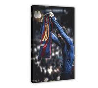 GeDiz Messi - Poster con stella del calcio su tela, decorazione artistica da parete per soggiorno, camera da letto, decorazione con cornice, 20 x 30 cm