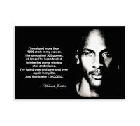 GeDiz Poster su tela con citazioni motivazionali di Michael Jordan, decorazione per camera da letto, sport, ufficio, camera, regalo, senza cornice, 20 x 30 cm