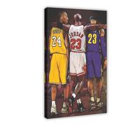 GeDiz Poster su tela di Lebron James, Kobe Bryant, Michael Jordan, decorazione per camera da letto, ufficio, camera da letto, regalo, con cornice, 40 x 60 cm