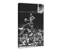 GeDiz Poster su tela NBA Slam Dunk Contest Michael Jordan, decorazione per camera da letto, sport, ufficio, stanza, regalo, stile cornice, 20 x 30 cm