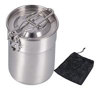 GEDMRT 1L Outdoor Coffee Maker Cup & Camping Cook Pot | Foldable Handle & Lid for Hiking/Backpacking/Travel | Fast Heating Design Saves Fuel | Includes Mesh Storage Bag