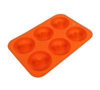 GEDMRT 6 - Cavity Silicone Donut Form | Non - Stick Baking Pan for Oven/Microwave/Freezer | Food - Grade Donut Maker for Cake, Chocolate & Desserts | BPA - Free, Simple to Maintain (Orange)