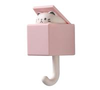 GEDMRT Adhesive Wall Hooks | 3.3lb Bearing Capacity Cartoon Animal Hook for Keys/Coats/Towels | No Drill Mount for Doors, Entryway, Hallway (Roseate Cat)