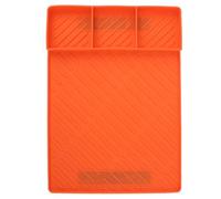 GEDMRT BBQ Grill Mats with Attachment | High Temp Silicone Baking Tray & Drip Pan | Reusable Griddle Protector for Blackstone/Gas/Charcoal Grills | Easy Maintain Oil Splatter Guard (Orange)