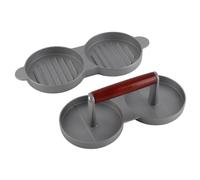 GEDMRT Double Burger Press Tool | Non - Stick Aluminum Alloy & Wood Handle | Make Excellent Round Patties Fast | Kitchen Tool for Beef/Chicken/Pork Burgers