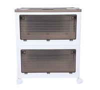 GEDMRT Foldaway Storage Bins with Wheels | 5 Opening Ways & Stackable Design for Easy Access | Compactable Storage Box for Toys/Closet/Garage Organization | Transparent PP Material (2 Layer M)