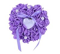 GEDMRT Wedding Ring Pillow Box | Heart Shaped Ring Bearer Pillow with Pearl & Satin | White/Red Wedding Ring Holder for Ceremony | Reusable Keepsake Presentation Box