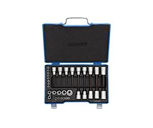 GEDORE Chiave a Bussola Avvitatore, Set di 34 Pezzi, 1/4 pollici e 1/2 pollici, Inserti Cacciavite, Chiave a Bussola Torx Maschio e Femmina, Chiave a Bussola Meccanico, 19 Tx 20, Blu