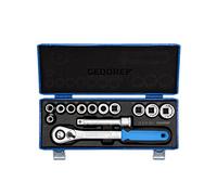 GEDORE Chiave a Bussola, Set di 13 Pezzi, Esagonale e Dodecagonale, 1/2 pollici, 10-24 mm, Chiave a Bussola Cricchetto con Leva di Inversione, Chiave a Bussola Meccanico, D19 KMU-20