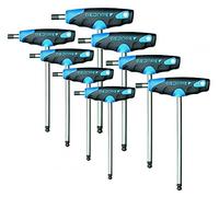 GEDORE Giravite a Squadra, Set di 8 Pezzi, per Viti a Esagono Incassato, Impugnatura a T Bicomponente, Giravite Brugola Testa Sferica, 2-10 mm, DT 2142-008