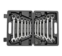 Gedore Red Chiave Combinata a Cricchetto, Set di 16 Pezzi, Reversibile, Adattatori incl., 8-19 mm, Inclinata, R07203016