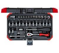 3300051 4060833000512 Red Steckschlüssel-Satz 1/4", 33-teilig (rot, mit Umschalt