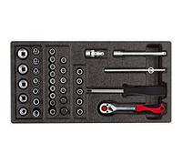 GEDORE Set di chiavi a bussola da 1/4" in modulo in schiuma 1/3, 37 pezzi - NUOV