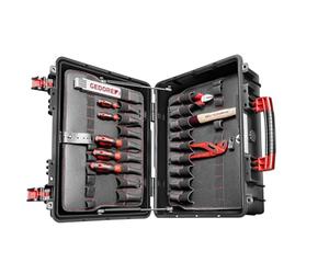 GEDOREred Cassetta degli attrezzi Azubi L, 57 pezzi, in valigetta di plastica molto resistente, con molle a gas, R21652057