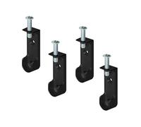 Gedotec 4 supporti per tubo da soffitto | Supporto per asta appendiabiti in metallo | OVAL | Sospensione per aste di armadi e appendiabiti nero | Supporto per tubi con vite M6 x 28 mm | 4 Pezzi