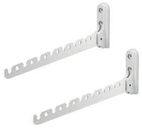 Gedotec appendiabiti pieghevole ALISA | Lunghezza 330 mm | Alluminio rivestito bianco | Gancio pieghevole per appendini | 2 pezzi: appendini a muro per balconi e armadi