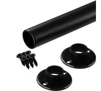 Gedotec Asta appendiabiti a parete rotonda | 1 set di aste per armadi con 2 pezzi di supporto per aste per armadi nero opaco | POLE